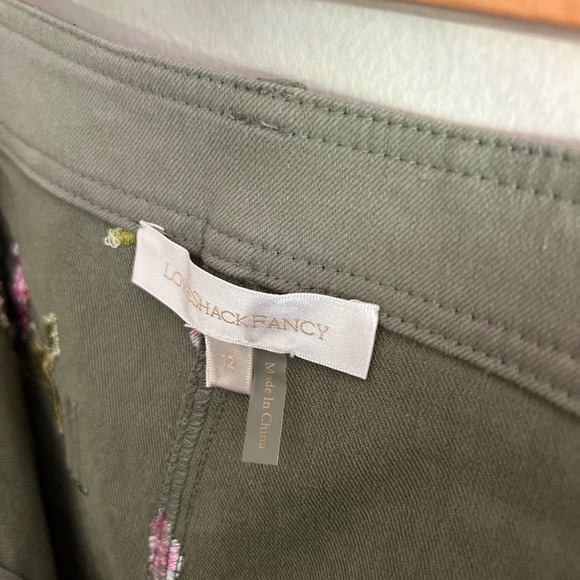 LoveShackFancy Atworth Cargo Embroidered pant Floral Size 12 Olive Green - Picture 16 of 16